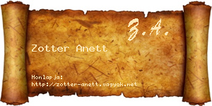 Zotter Anett névjegykártya
